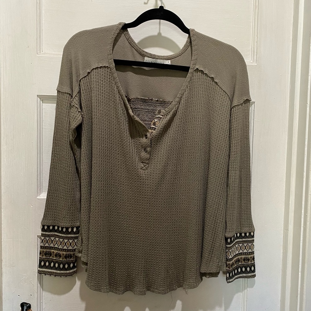 Paper Crane knitted sleeves, Thermal Henley